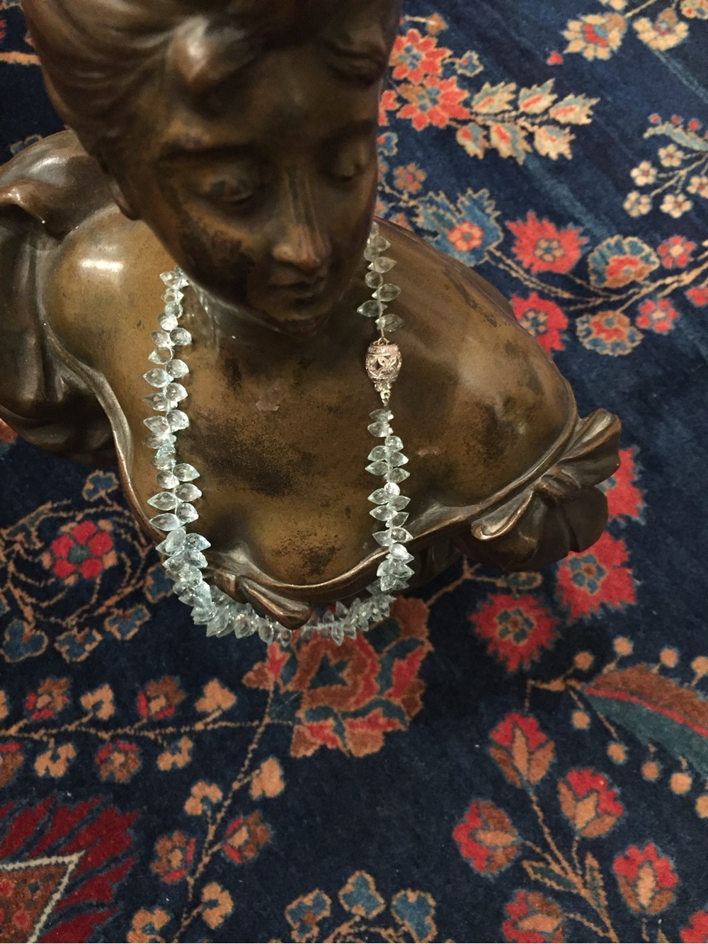 Delicate Light Blue Gemstone Necklace with Silver Clasp